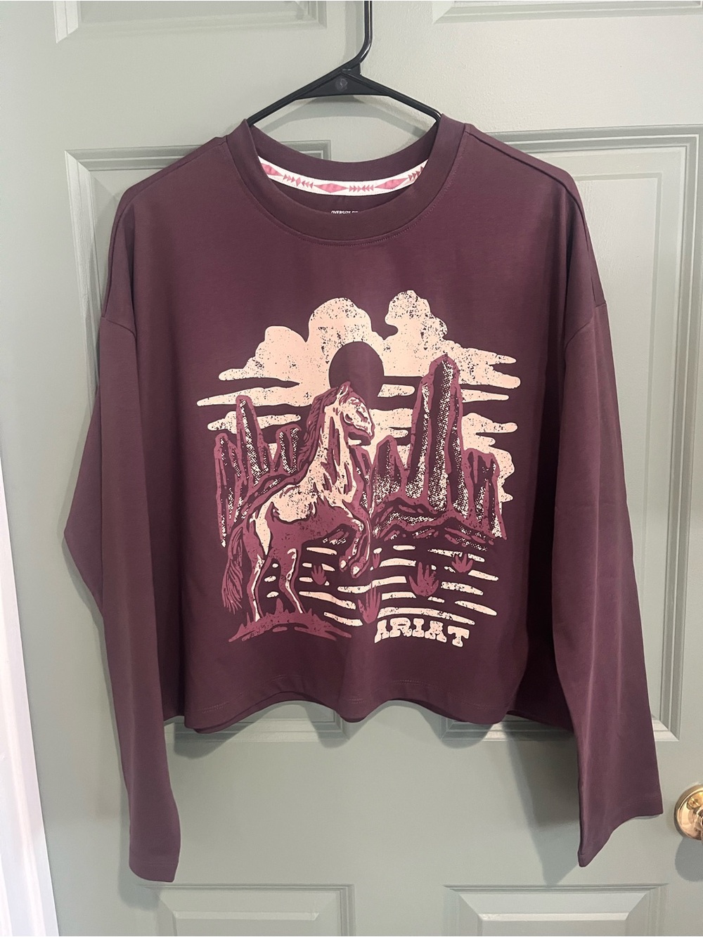 Ariat Maroon Graphic Long sleeve T with Desert Horse Motif